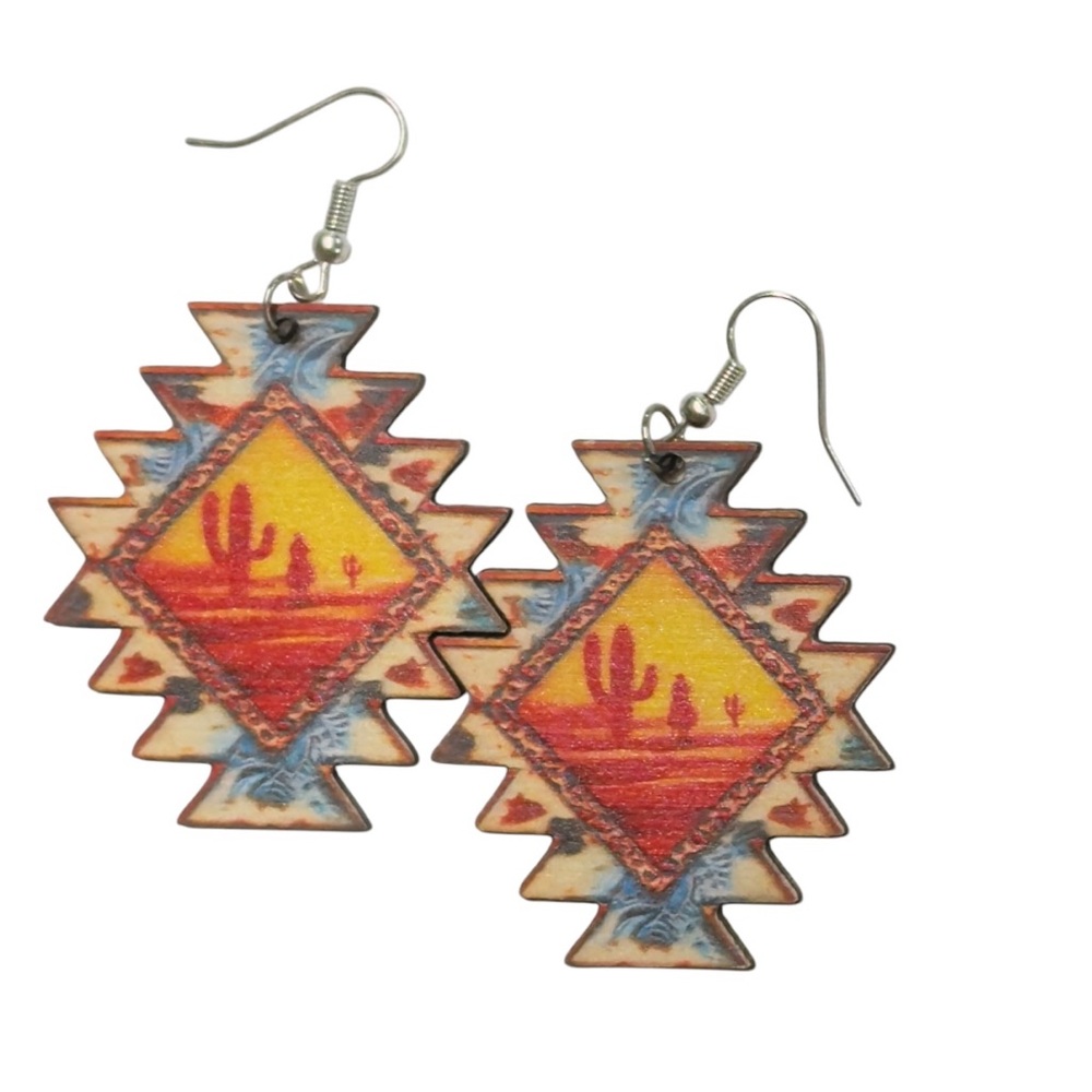 SOUTHWEST AZTEC SANTA FE Pattern Earrings UNBRANDED